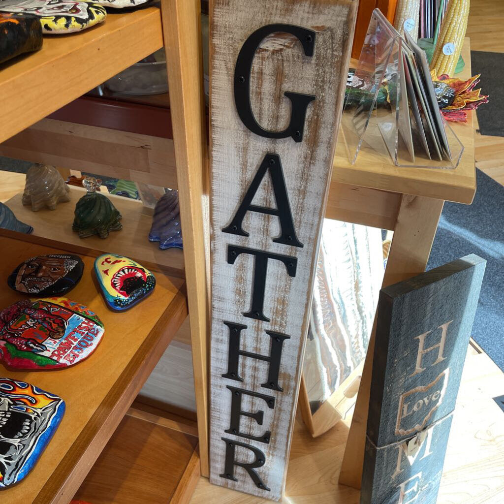 Vertical Gather Sign White