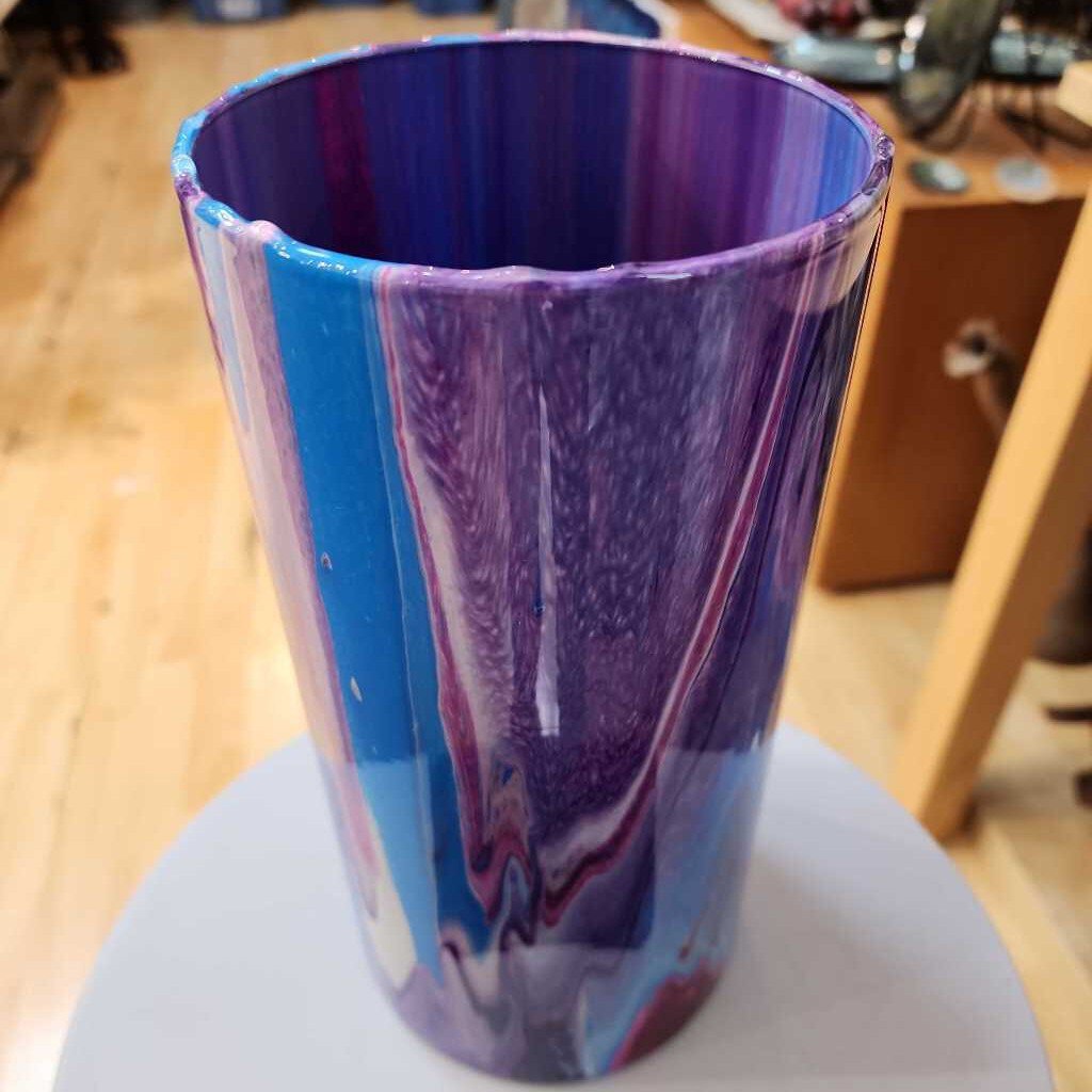 Acrylic Pour Large Cylinder Vase