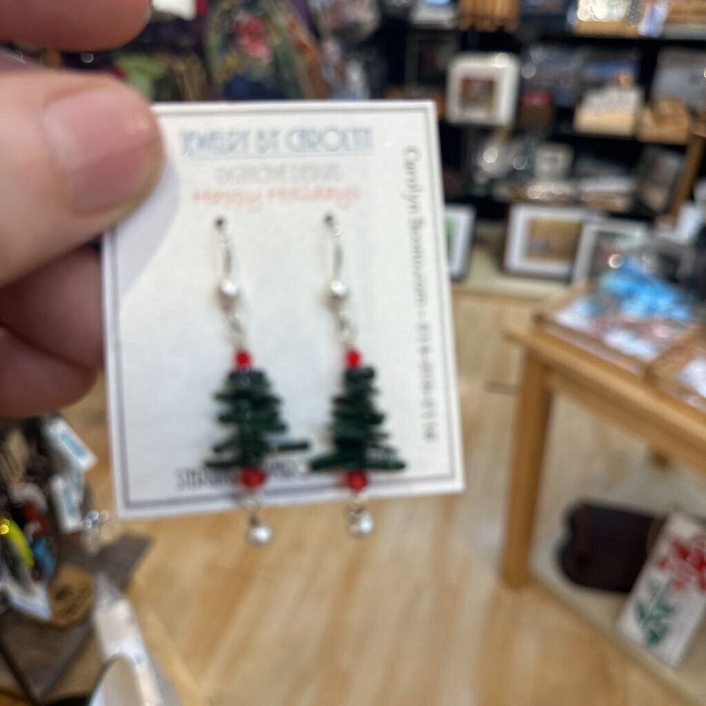 Christmas Sterling Swarovsi Trees on Earring Posts