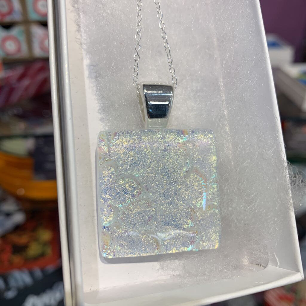 Dichroic Pendant with Silver plated bail and necklace