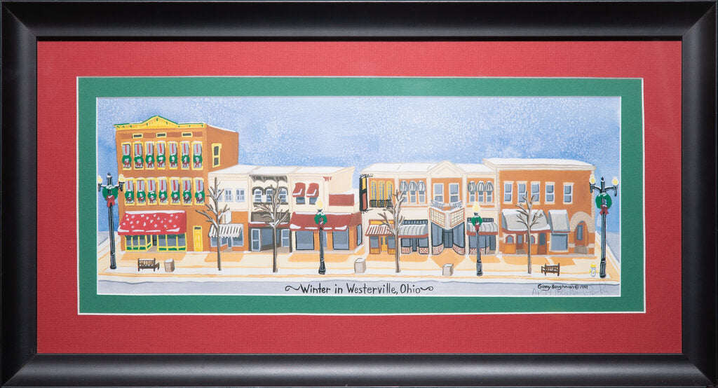 Winter In Westerville Double Matted and Framed
