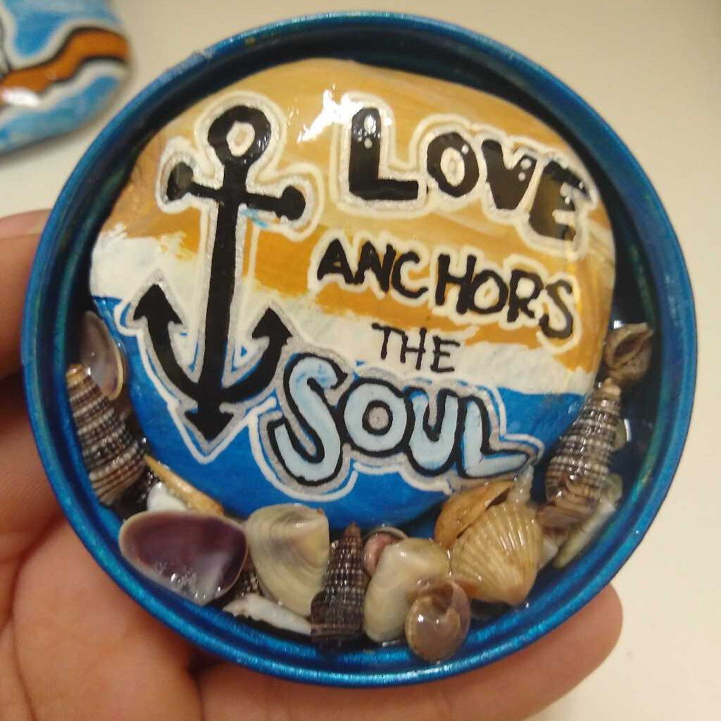 Love Anchors the Soul Mason Jar Lid Rock