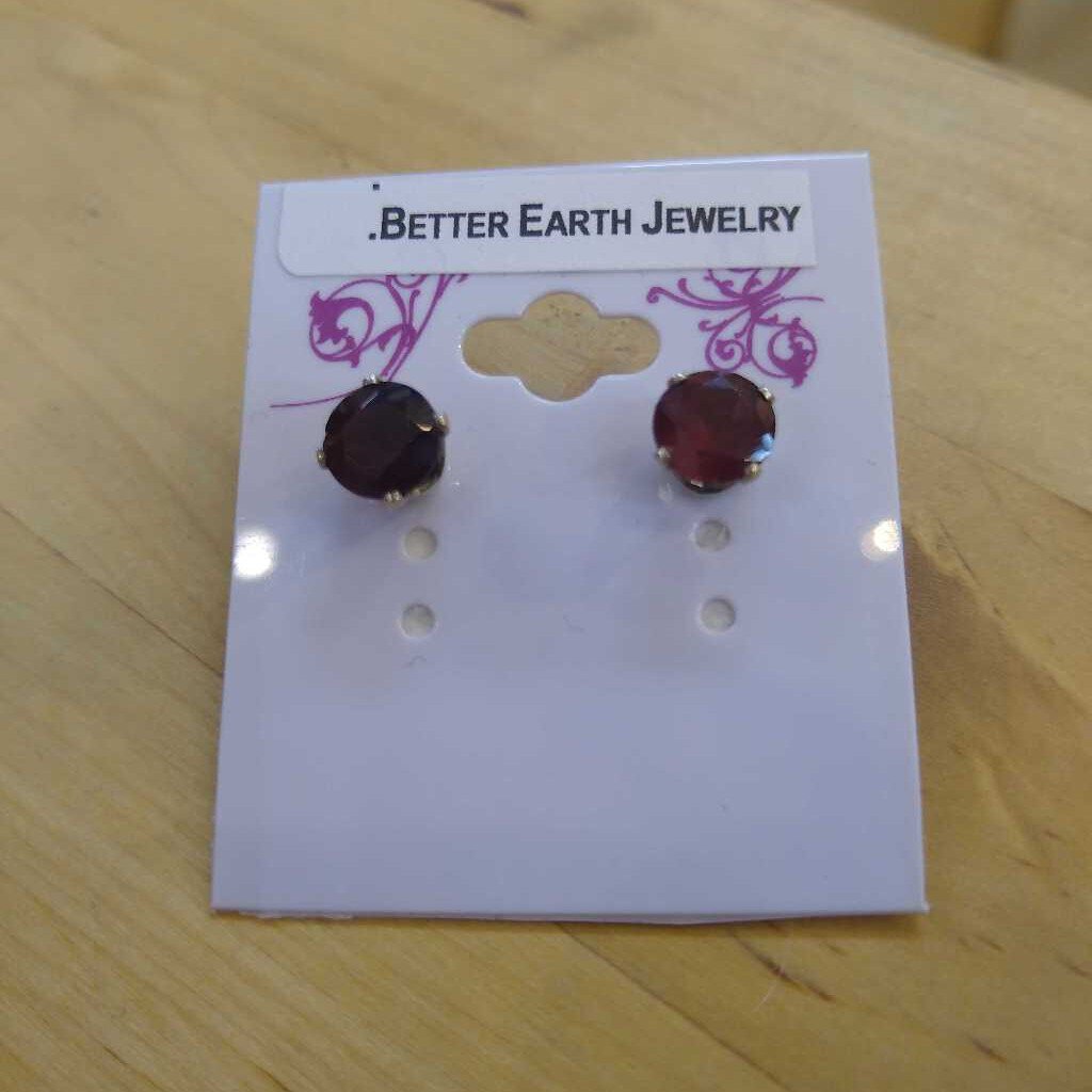 Garnet Gemstone Sterling Silver posts