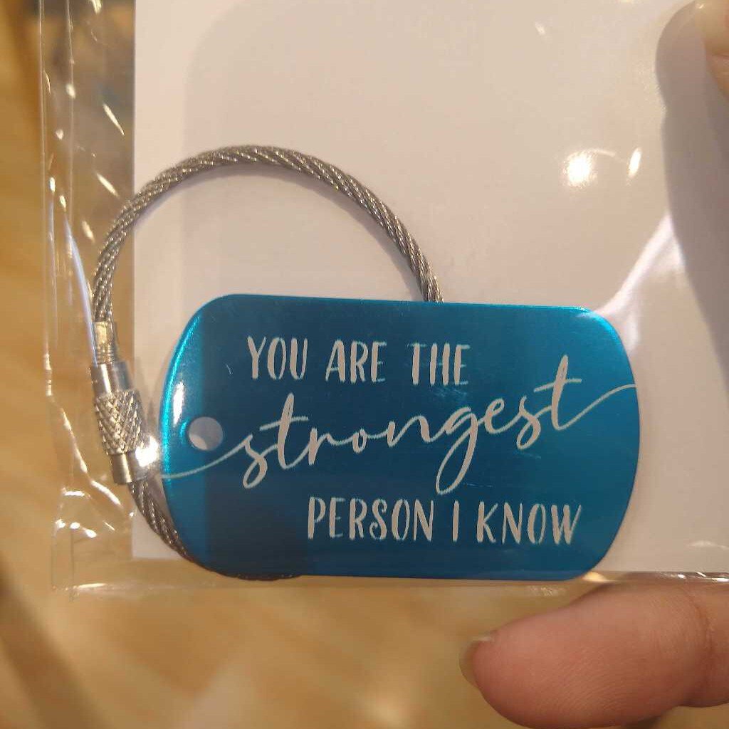 Metal Tag "Strongest Person I Know" (Fresh Blue)