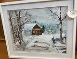 Cabin w/ wreath in the Snow