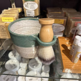 Shave Bowl -Turquoise Hand-Thrown, in Ohio, Stoneware Ceramic & Brush