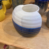 Double Hand Warmer Cocoa Mug, Blue, Handmade Pottery