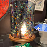 Glass Table Lamp w/Wood base