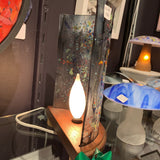 Glass Table Lamp w/Wood base