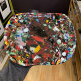 Multicolored Fused Glass Sloped Dish