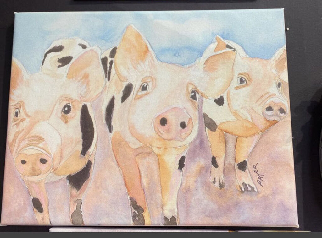 Pigs Print on Canvas 12x16"