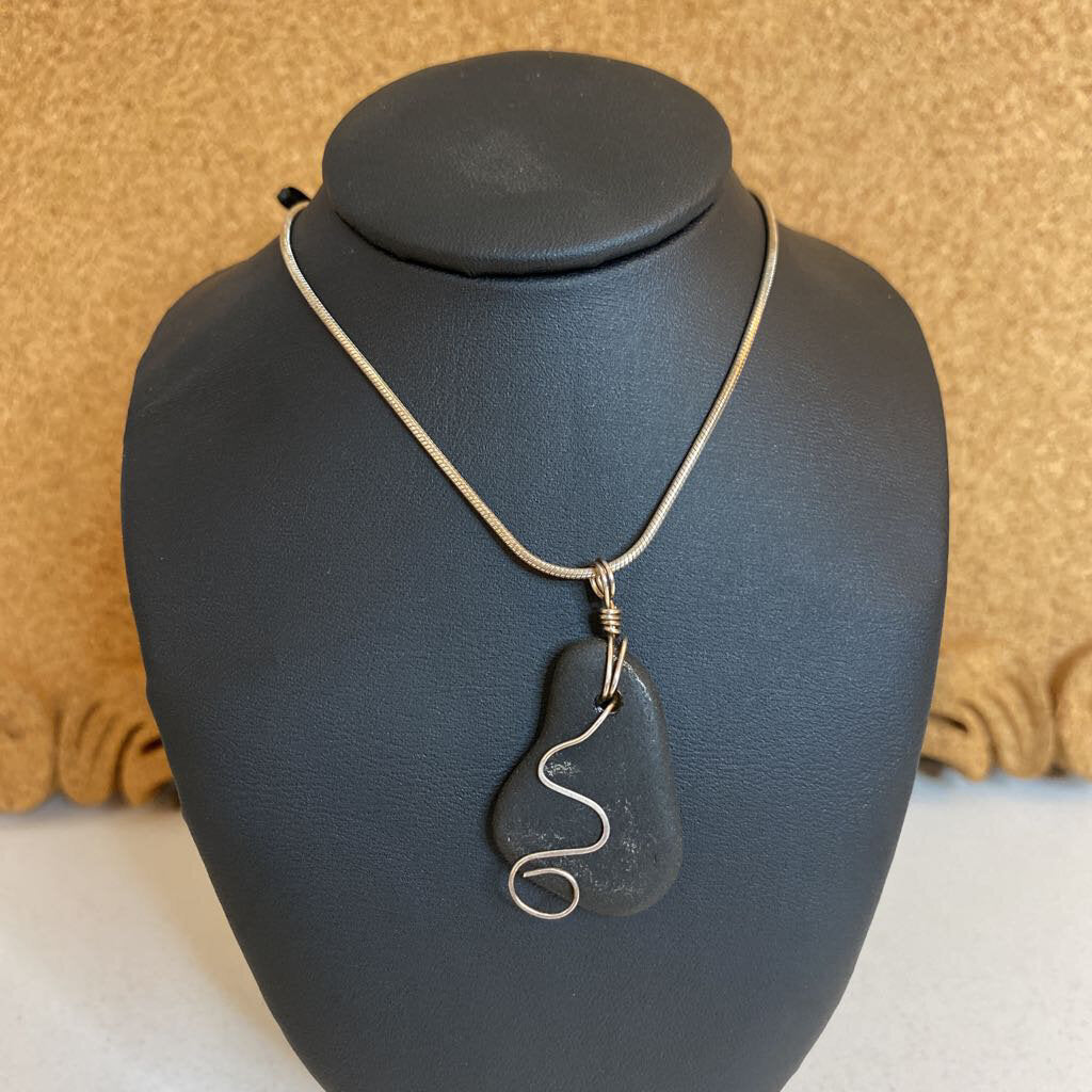 Sea Glass Necklace (Sterling Chain)
