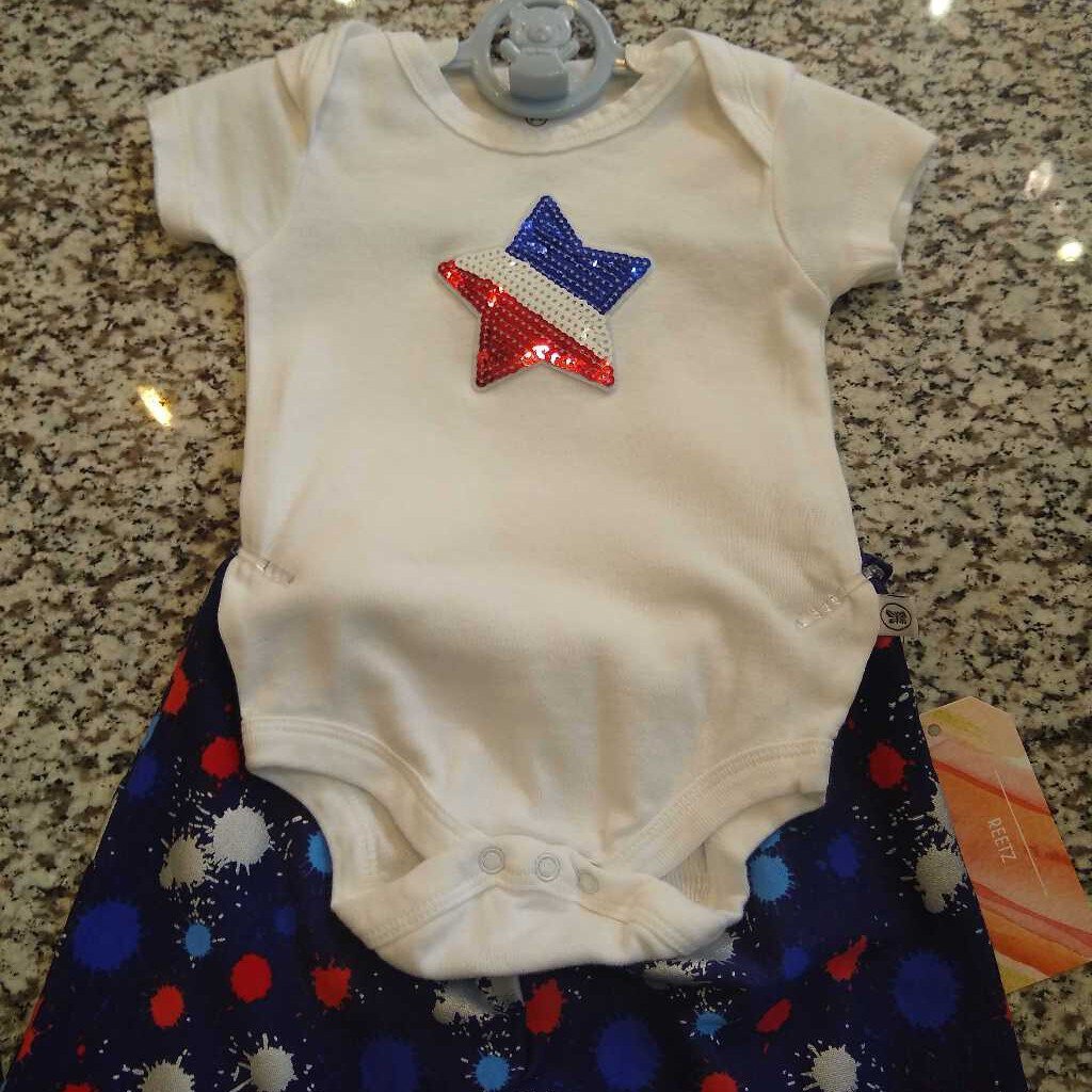 Red,White,& Blue Star Onesie Outfit (3-6 Months)
