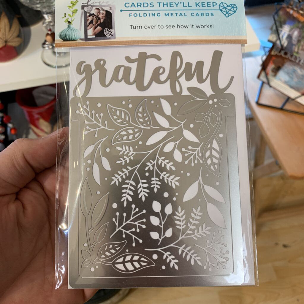 Folding Metal Card Grateful